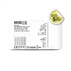Achat Immédiat Alimentation pour LED 14 – 43V DC DALI / PUSH 45W 1050 – 1600mA MIIDEX LIGHTING 75474