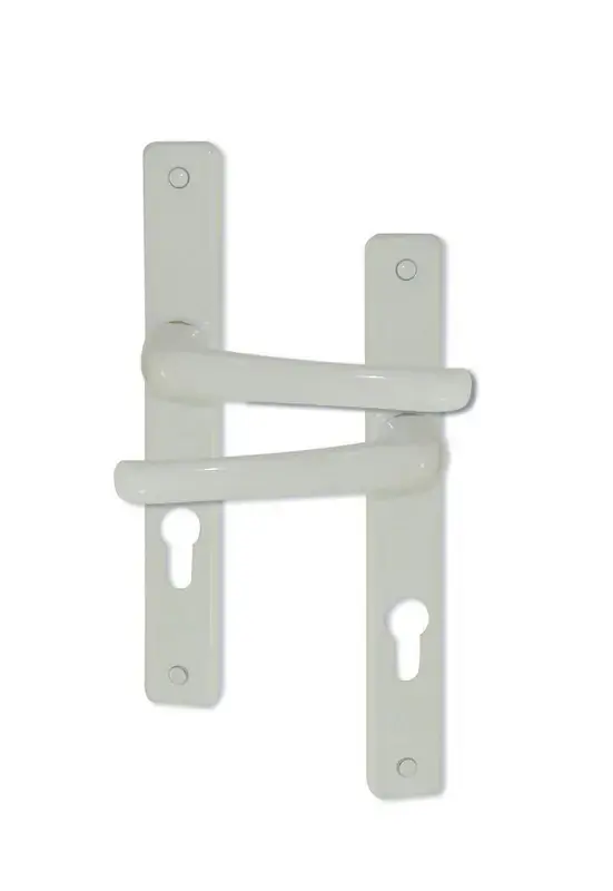 ENSEMBLE DE POIGNEES DE PORTE ETROITE COL NORMAL ALU BLANC Populaire