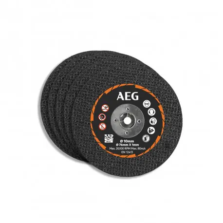 5 disques à tronçonner abrasifs AEG – 76mm – AAKMMMC05 Prix Promo
