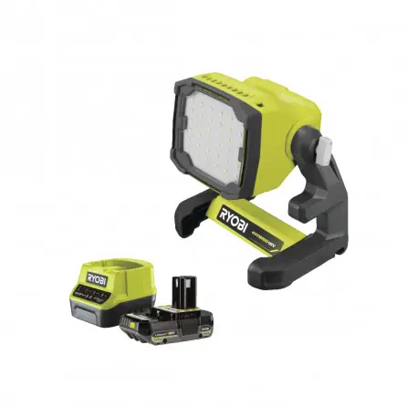 Acheter En Ligne Pack RYOBI Projecteur LED - RLFD18-0 - 18V One+ 1800 lumens - 1 batterie 2.0Ah - 1 chargeur rapide RC18120-120