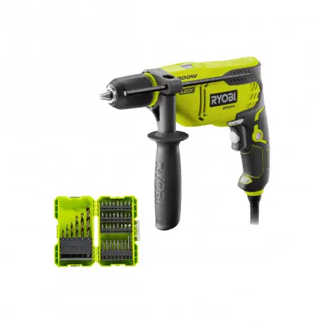 Meilleur Prix Pack RYOBI - Perceuse à percussion - RPD800-K - 800W - Coffret antichocs empilable RAK38SDD 38 accessoires de perçage-vissage - porte embouts