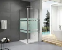 Paroi de douche Concerto porte pivotante ouverture totale 70 cm profilé argent brillant verre sérigraphié 15 x 670 x 1950 mm Must-Have
