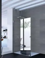 Paroi de douche coulissante Pureday verre fixe timeless porte effet miroir anti-plaque profilé chromé version gauche 180 cm Quantité Limitée