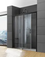 Acheter En Ligne Paroi de douche Jazz+ face coulissante 2 vantaux sans seuil en verre transparent noir mat 140 cm LEDA