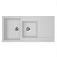 Dernier Modèle Evier Primeo à encastrer 2 cuves en synthèse blanc avec vidage 210 x 500 mm 1.1 m