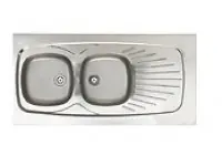 Evier à poser nu 18/10 lisse 2 cuves 1 égouttoir inox sans vidage 140 cm MODERNA Satisfait Ou Remboursé