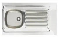 Nouveauté Evier à poser nu 18/10 lisse 1 cuve 1 égouttoir inox sans vidage longueur 100 cm MODERNA